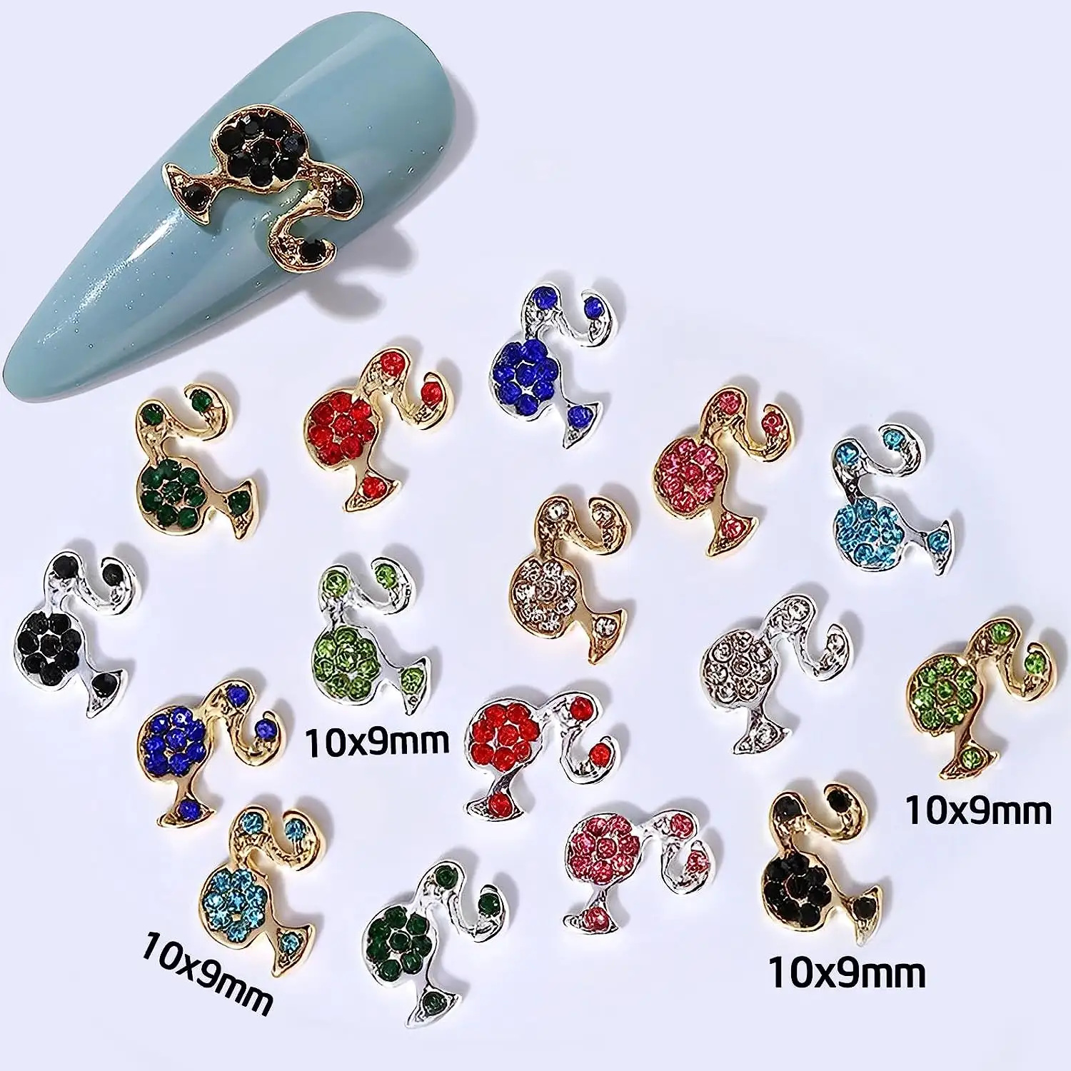 Barbie 6 couleurs Beauté Filles Tête Nail Charms 3D Nail Art Métal Strass pour Nail Art Décorations