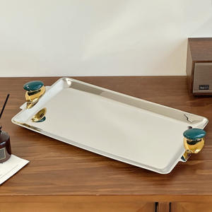 صينية تقديم متعددة الوظائف من الفولاذ المقاوم للصدأ الفاخر بتصميم آرت ديكو للاستخدام الزخرفي في رمضان - Product Image 5