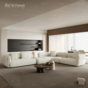 Canapé <span class=keywords><strong>italien</strong></span> de luxe au design moderne, droit/<span class=keywords><strong>angle</strong></span>, canapé modulable incurvé en tissu marron personnalisé - Product Image 2