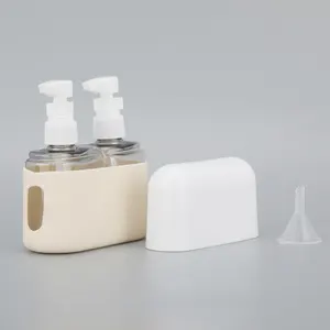 יצרנית סין 2 ב-1 סט בקבוק נסיעות סיליקון פלסטיק 100 מ""ל לשמפו נוזלי