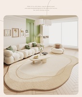 Luxuriöser Teppich für Wohnzimmer, Hochwertiger Sofateppich, Quadratische Schlafzimmermatte, Pflegeleichter, Abwischbarer Teppich mit Geometrischem Muster