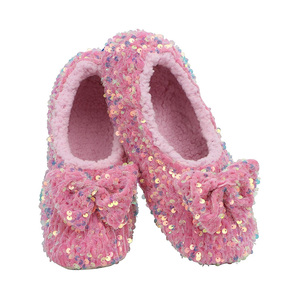 Chaussons de maison à paillettes pour femmes avec doublure en polaire douillette <span class=keywords><strong>semelle</strong></span> antidérapante Dazzle Bling Ballerina Style Sparkle Slipper Chaussettes - Product Image 6