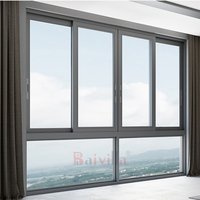 Ventana Corredera Vertical Doble de Aluminio con Rotura de Puente Térmico, Resistente a Huracanes, con Vidrio Templado de Seguridad, Impermeable y Resistente al Viento