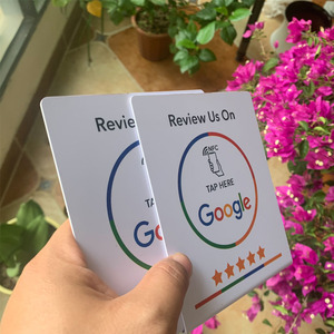 Grande taille 13.56Mhz programmable NFC Google Review présentoir personnalisé imprimé PVC NFC robinet pour examiner le support de <span class=keywords><strong>Page</strong></span> pour <span class=keywords><strong>Restaurant</strong></span> - Product Image 4