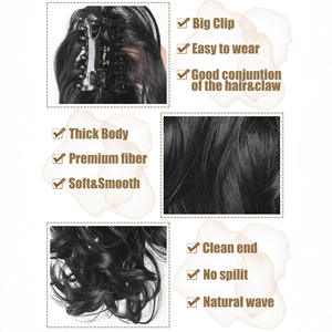 วิกผมแบบตาข่ายยืดหยุ่น ทรงหางม้า สีดำ 1B เส้นผมทนความร้อนสูง แฟชั่นผู้หญิง ผมฟู ลอนใหญ่ สไตล์สั้น - Product Image 5