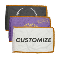 Vente en gros de drapeaux personnalisés de haute qualité, à une ou deux faces, 3x5 pieds, toutes tailles, logo personnalisé, tous les pays, avec frange dorée
