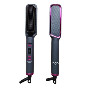 <span class=keywords><strong>Brosse</strong></span> lissante <span class=keywords><strong>chauffante</strong></span> portable PTC avec logo personnalisé 2 en 1, peigne lisseur de cheveux, fer <span class=keywords><strong>à</strong></span> <span class=keywords><strong>friser</strong></span> - Product Image 4