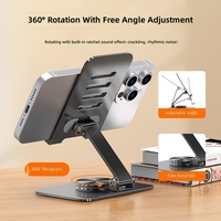 Support de téléphone portable pliable rotatif à 360 degrés en acier carbone, mini support portable pour bureau et voyage en avion
