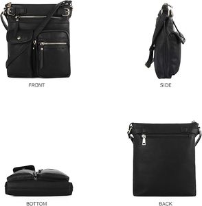 Borsa a tracolla impermeabile in morbida pelle con chiusura a cerniera a due cinghie - Product Image 2