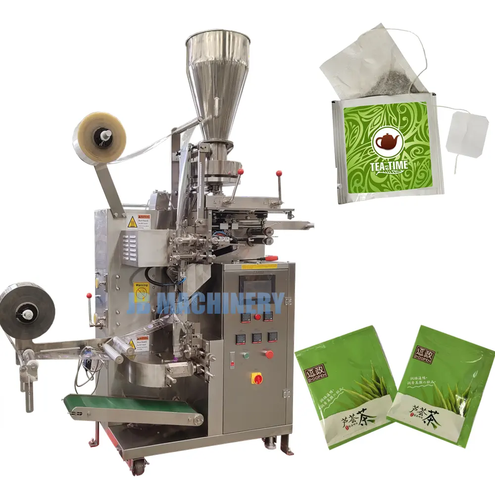 Machine à emballer automatique de sachet de thé de bon prix de 1g 3g avec l'étiquette de fil et l'enveloppe extérieure de sac
