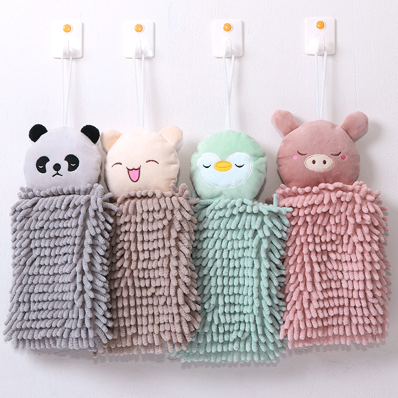 Asciugamano In Ciniglia Per Bambini, Forma Di Gatto, Con Anello Appendi, In Microfibra, 23x11 Cm, Assorbente, Per Bagno E Cucina