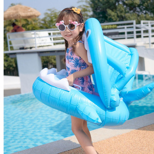 Nouveau design 3D requin enfants siège de natation gonflable requin enfants natation siège flottant avec parasol - Product Image 6