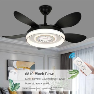 Ventilateur de plafond LED de luxe moderne nordique avec 5 lames et lampe en fer télécommande à intensité variable pour une utilisation intérieure décor de salon de chambre à coucher - Product Image 4