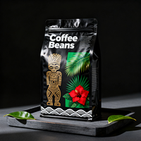 Emballage de sac de café à fond plat imprimé personnalisé de 250g 500g 1kg sac à fermeture éclair en grains de café en feuille anti-odeur avec valve pour les aliments