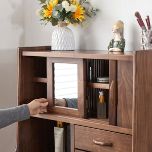 <span class=keywords><strong>Mesa</strong></span> de Maquillaje y Tocador Multifuncional de Madera Sólida de Nogal Negro y Cerezo Norteamericano Moderno para Dormitorio - Product Image 3