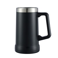 Verre à bière brésilien isotherme à double paroi en acier inoxydable de 24 oz avec poignée, grande capacité, style minimaliste moderne, personnalisable avec LOGO