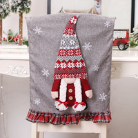 Nouvelles décorations de fête de noël rouge gris Gnome housses de dossier de chaise ensembles de Table tissu housse de chaise de noël pour décor de dîner à la maison 2022
