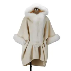 Good Quality 100% Handcrafted Long Woman Coat Wool Winter Fox Fur Collar Women's Cashmere Jackets Coats