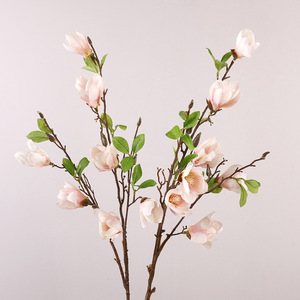 Fleurs artificielles de magnolia en soie, haute simulation, pour décoration de mariage et de maison, multi-têtes, rose, rouge, jaune, champagne - Product Image 2