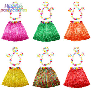 Costume de spectacle Hawaïen Luau HESPER pour adultes, ensemble jupe en herbe multicolore de 60 cm avec robes pour Halloween et personnages Echo - Product Image 1