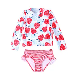 PRD82245 swimwear manufacturer children's two-piece bathing suit toddler swimwear fruit print long sleeve swimwear