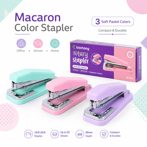 Agrafeuse rotative Macaron 360 °   Agrafeuse pivotante de bureau, capacité 20 feuilles, pour agrafes 24/6 et 26/6, couleur pastel, indispensable pour le bureau, l'école et la maison - Product Image 1