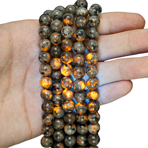 Perles <span class=keywords><strong>de</strong></span> <span class=keywords><strong>pierre</strong></span> naturelle <span class=keywords><strong>de</strong></span> haute qualité <span class=keywords><strong>de</strong></span> 4 à 12 mm, pierres <span class=keywords><strong>de</strong></span> flamme Yooperlite, perles rondes en vrac pour la fabrication <span class=keywords><strong>de</strong></span> colliers et <span class=keywords><strong>de</strong></span> bracelets - Product Image 1