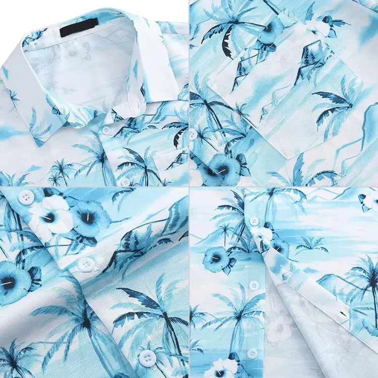 Fabbrica all'ingrosso tessuto modello personalizzato stampa hawaiana camicia Rayon