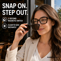 Lunettes de soleil œil de chat bicolores haut de gamme avec monture marron, système de clip magnétique, charnière renforcée, protection UV400, OEM ODM, vente en gros
