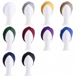 Nouveau Turban Hijab Chimio à la Mode pour Femme avec Tresse Torsadée, Protection pour Utilisation Extérieure, en Polyester et Spandex - Product Image 2