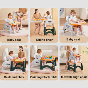 <span class=keywords><strong>Chaise</strong></span> d'enfant pliable 3-en-1 colorée, réglable en hauteur, en plastique sécurisé avec plateau, pour l'alimentation de bébé - Product Image 2