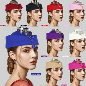 Béret polyvalent en feutre de laine pour <span class=keywords><strong>femme</strong></span>, style rétro britannique, pour hôtesse de l'air, <span class=keywords><strong>chapeau</strong></span> de <span class=keywords><strong>cérémonie</strong></span> en laine - Product Image 1