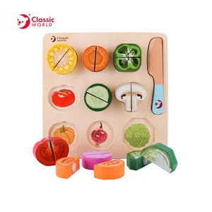 Giáo Dục Sớm Montessori Chơi Bằng Gỗ Thực Phẩm Cho Trẻ Em Đồ Chơi Nhà Bếp Cắt Thực Phẩm Rau Và Trái Cây Câu Đố