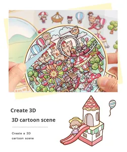 Autocollants DIY Paysage de Dessin Animé <span class=keywords><strong>Dreamland</strong></span> Exclusifs Transfrontaliers en Gros, Scène de Maison Stéréoscopique 3D en PVC Imperméable - Product Image 5