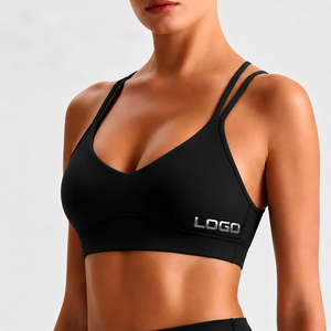 Sujetador deportivo sin costuras para mujer, blanco, sin aros, con tirantes en Y, espalda cruzada, transpirable, de secado rápido, de elastano y nailon, con cierre frontal, estampado deportivo - Product Image 3