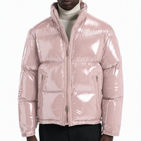 Chaqueta Acolchada Brillante con Logotipo Personalizado, Chaqueta de Invierno con Aspecto Mojado, Uniforme de Equipo, Bordado, Venta al Por Mayor