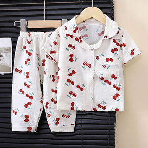 Pyjamas d'été fins pour enfants, ensemble à manches courtes, pyjamas de dessin animé pour filles, pyjamas pour tout-petits - Product Image 2