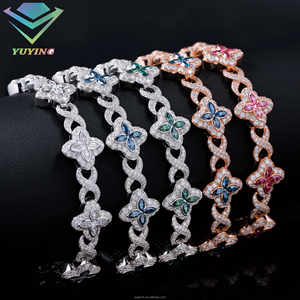 โรงงานจัดส่งกำไลข้อมือรูปโคลเวอร์หลากสี ประดับเพชร VVS มอยส์ซาไนต์ ชุบทอง เงินแท้ 925 ผ่านการทดสอบเพชร ได้รับการรับรองจาก GRA - Product Image 3