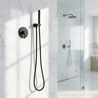 Ensemble de douche mural noir en acier inoxydable dissimulé, finition douce, mitigeur de baignoire, robinet de douche, valve en céramique à poignée unique