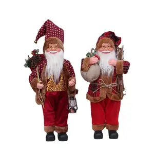 热卖46厘米站立复古圣诞老人与礼品袋和松木圣诞娃娃