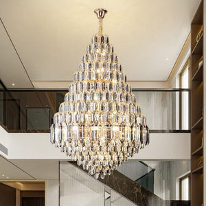 Lustre de hall de bâtiment duplex, escalier en colimaçon, hôtel de luxe léger, hall creux, projet de villa, cristal moderne pour salon - Product Image 3