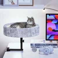 Lit pour chat moderne à motif uni, rotatif à 360°, réglable, pour bureau - Durable, écologique, amovible, lavable, charge maximale 44 LBS