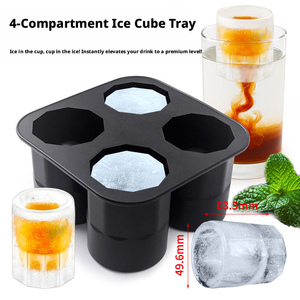 Moule à glaçons créatif à quatre cavités en silicone alimentaire, vente en gros d'usine, pour gobelets à glace et plateaux à glaçons DIY - Product Image 2