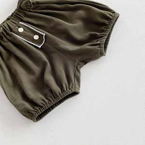 Angou INS Stile Coreano Set Estivo per Neonati e Bambini, Tutine a Righe in Cotone, T-Shirt Versatile con Tasche per Esterni - Product Image 6