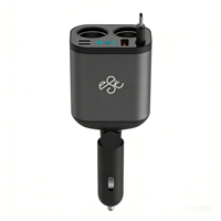 Câble rétractable multi-ports USB-A+2*USB-C tendance, chargeur de voiture multifonctionnel avec 2 prises