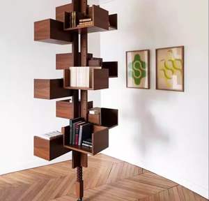 Estantería de madera maciza de lujo ligera de diseñador italiano estantería ajustable de nogal minimalista característica giratoria para sala de estar dormitorio - Product Image 6