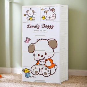Lindo perro patrón armario blanco de <span class=keywords><strong>4</strong></span> capas de plástico de almacenamiento de cajón con 2 cerraduras - Product Image 4