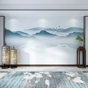 Papel de parede zhihai árvores verdes, lago água pacível impressão artística 8d texturizado 3d hotel