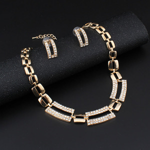 Perhiasan Pengantin Wanita Mewah Model Persegi Panjang Gaya Afrika, Kristal Emas Brasil <span class=keywords><strong>Saudi</strong></span> Dubai - Product Image 3