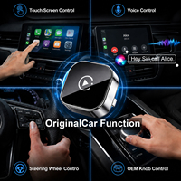 Adaptador Inalámbrico 2 en 1 para CarPlay y Android Auto, Dongle Plug & Play para Autos con Cable, USB-A y USB-C, Reconexión Automática y OTA
